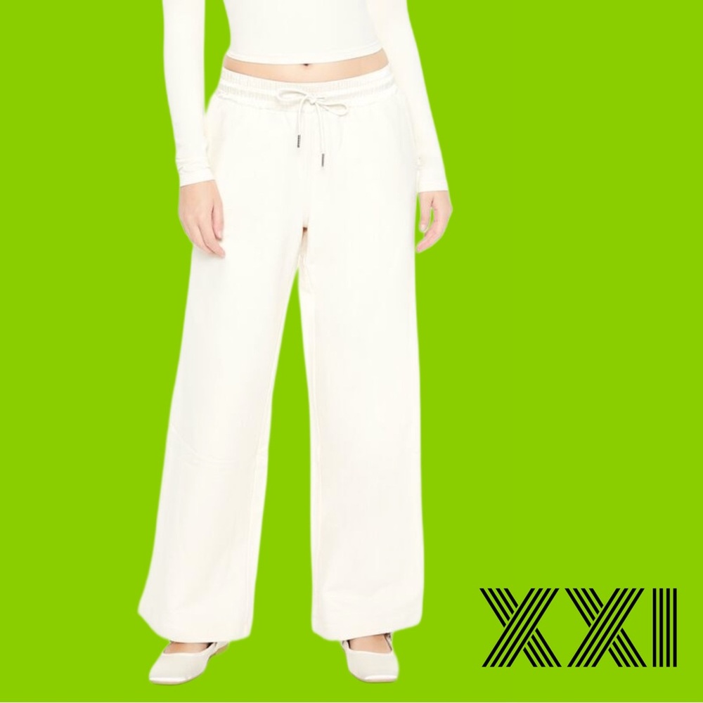 Forever 21 Cream Wide Leg Joggers